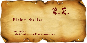 Mider Rella névjegykártya